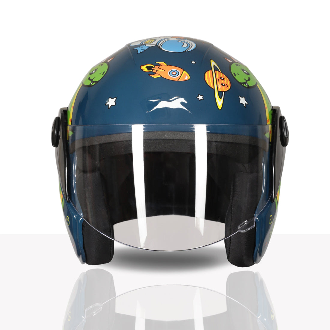 TVS Moto Jr. Kids Helmet |Fun Glow in the Dark Graphics | Lightweight ISI Certified ABS Shell| Removable Cheek Pads | Ideal Kids Bike Helmet for Cycle Scooter Daily Ride Comfort & Protection